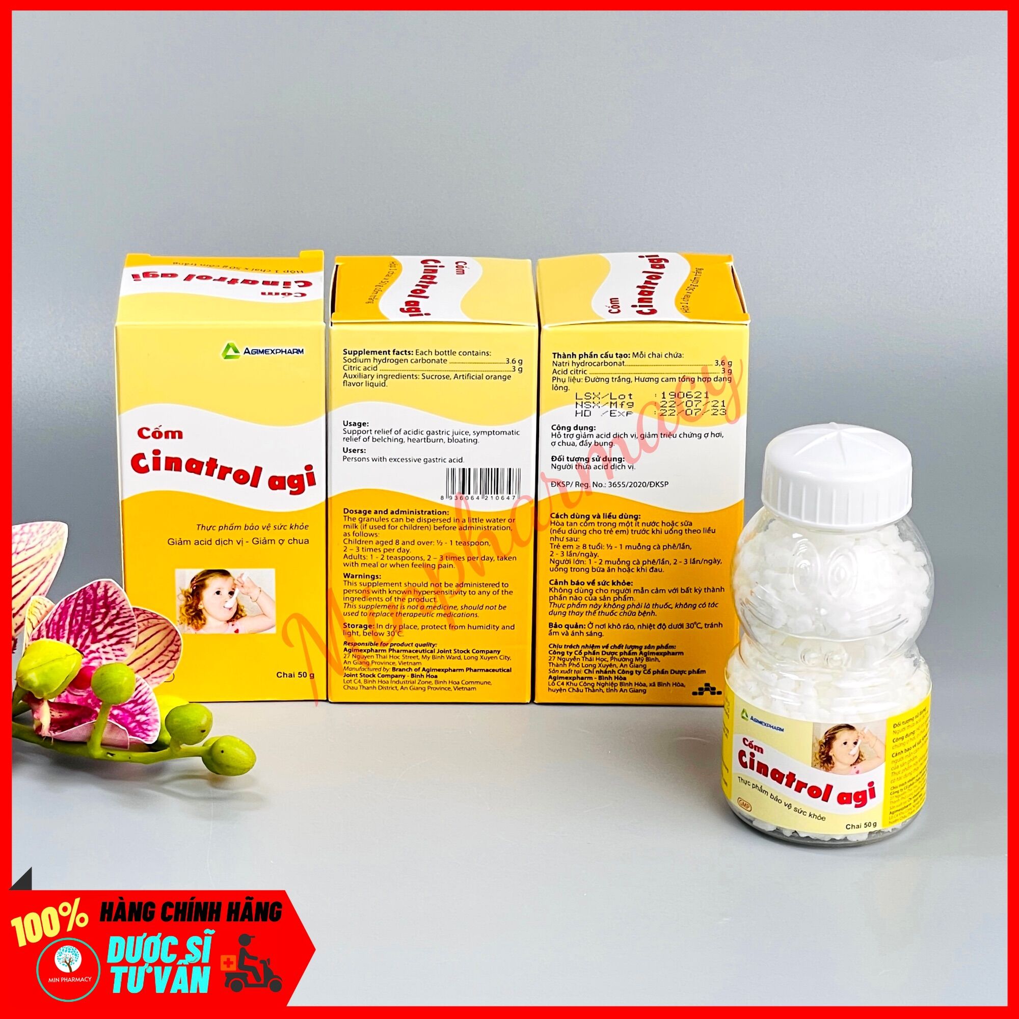 Cốm tiêu hóa trẻ em CINATROL AGI Cốm trắng (chai 50g) - Minpharmacy