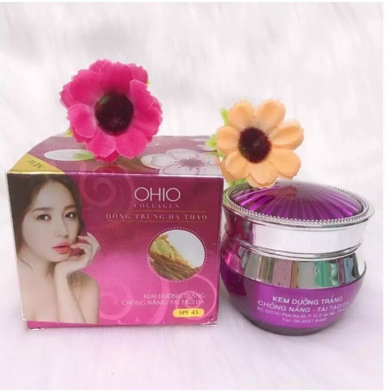 [HCM]Kem dưỡng trắng chống nắng tái tạo da OHIO Collagen - Đông Trùng Hạ Thảo (20g)