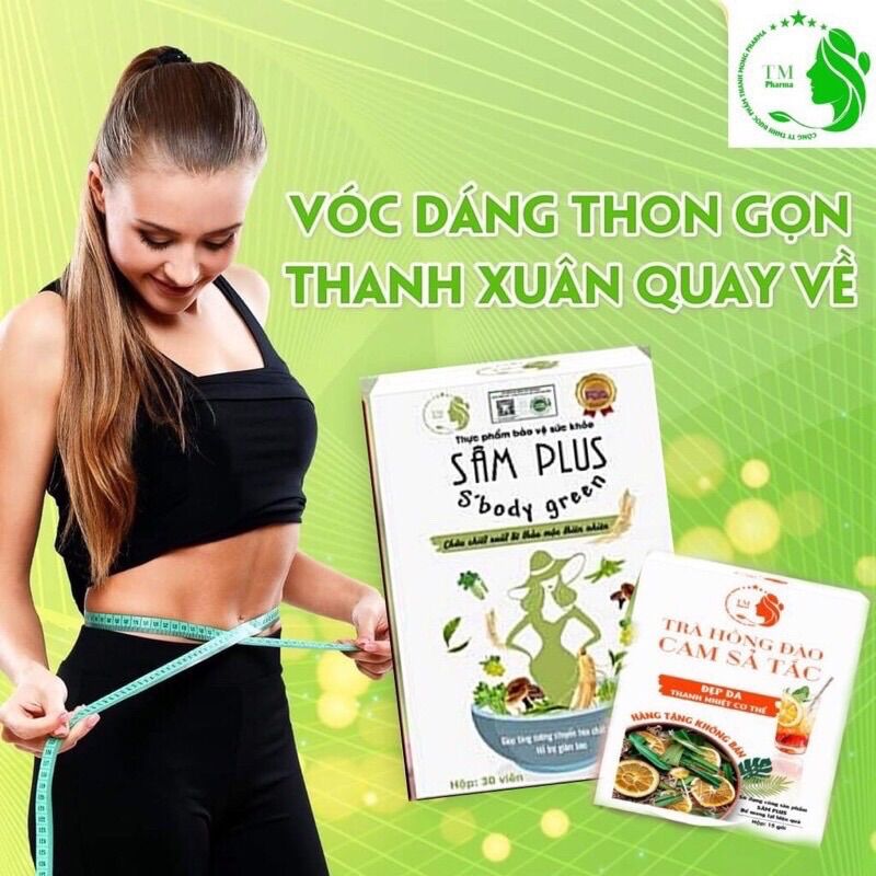 KẸO GIẢM CÂN SÂM PLUS SBODY GREEN + 15 gói trà detox