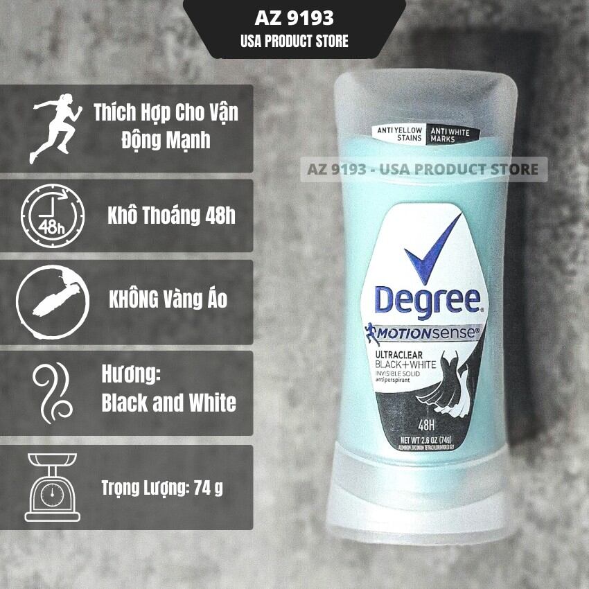Lăn khử mùi nữ degree ultraclear black&white 74g