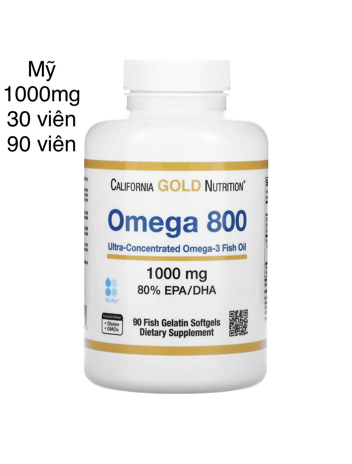 [Mỹ ] Viên Dầu cá Omega 800 Pharmaceutical Grade Fish Oil California Gold Nutrition  30 viên