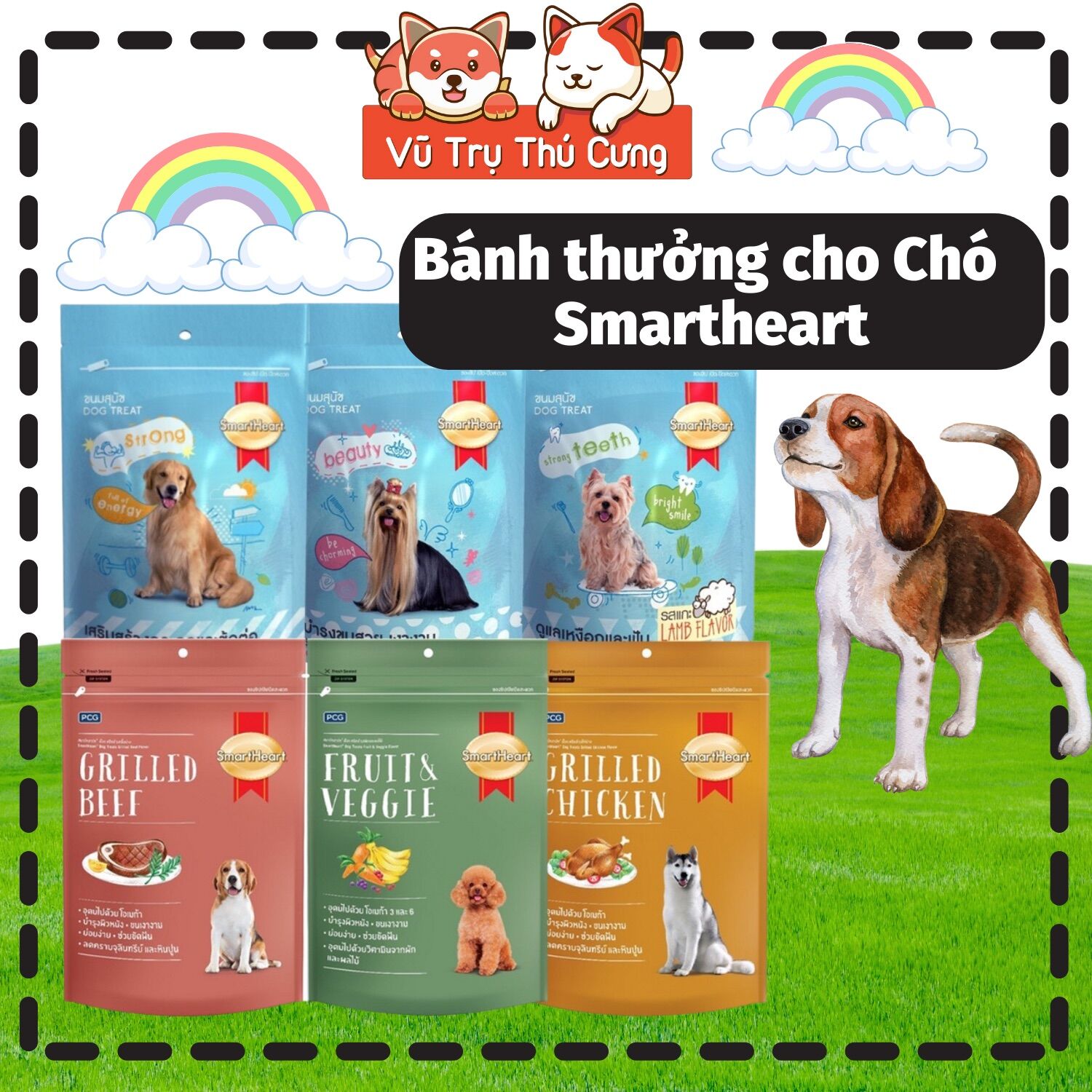 Bánh thưởng,Snack cho Chó Smartheart 100g