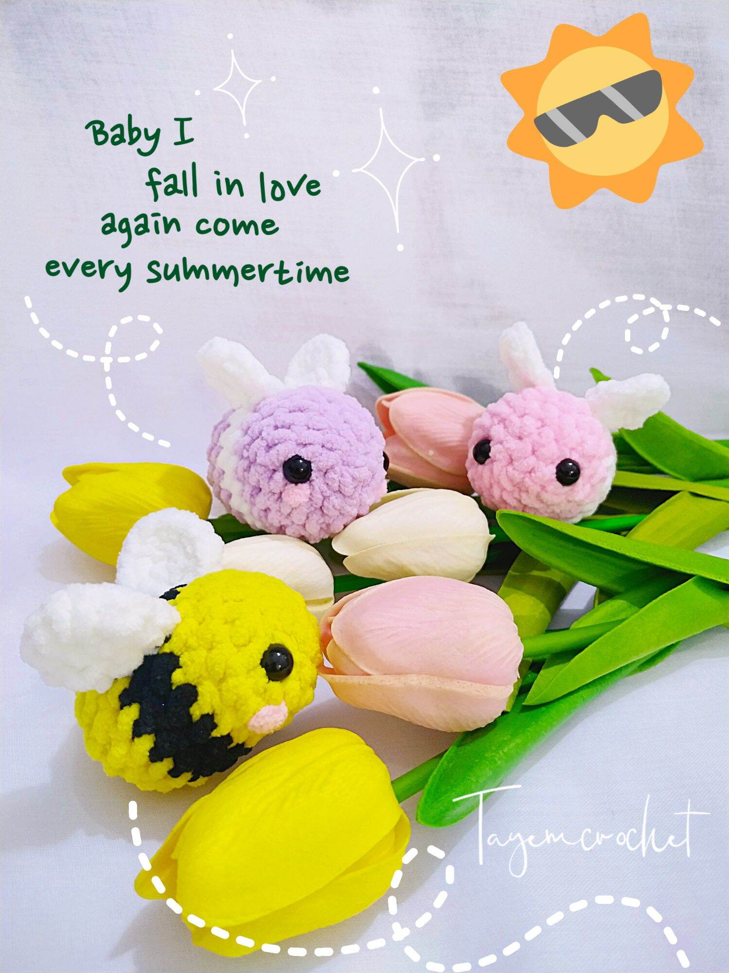 móc khoá bé ong mini cute bằng len