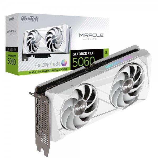 Emtek | Emtek Geforce Rtx 5060 Miracle White D7 8Gb Giá 12,036,500 Đồng*Miễn phí vận chuyển