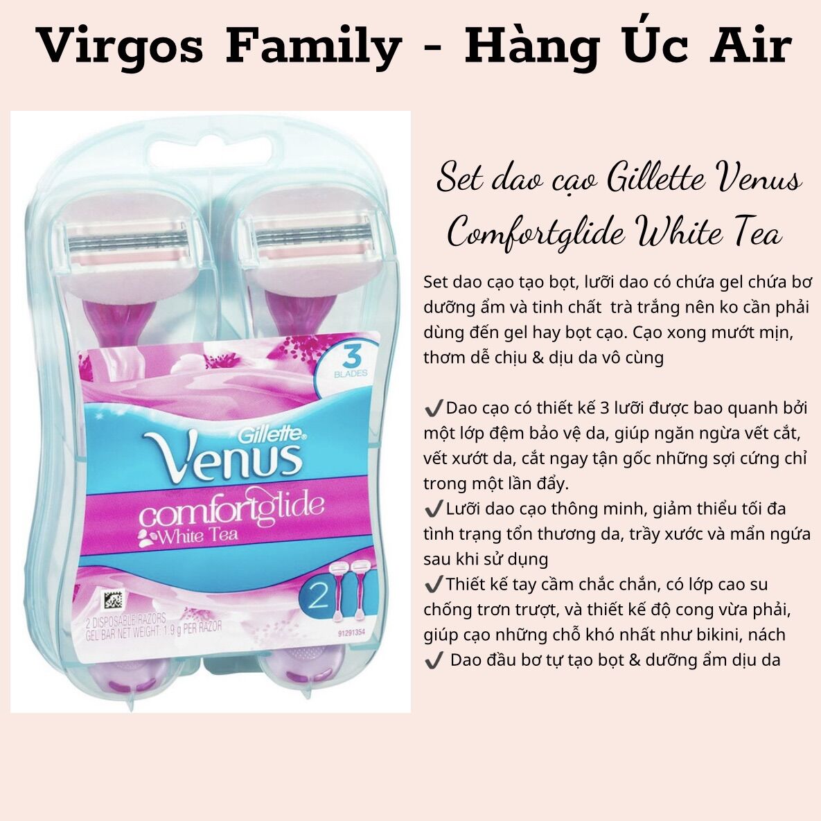 Set cạo lông Gillette Venus cho nữ các loại - Bill Úc
