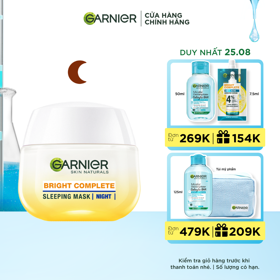 Mặt nạ ngủ dưỡng đêm tinh chất sữa chua sáng da Garnier Bright Complete Yoghurt Sleeping Mask 50ml