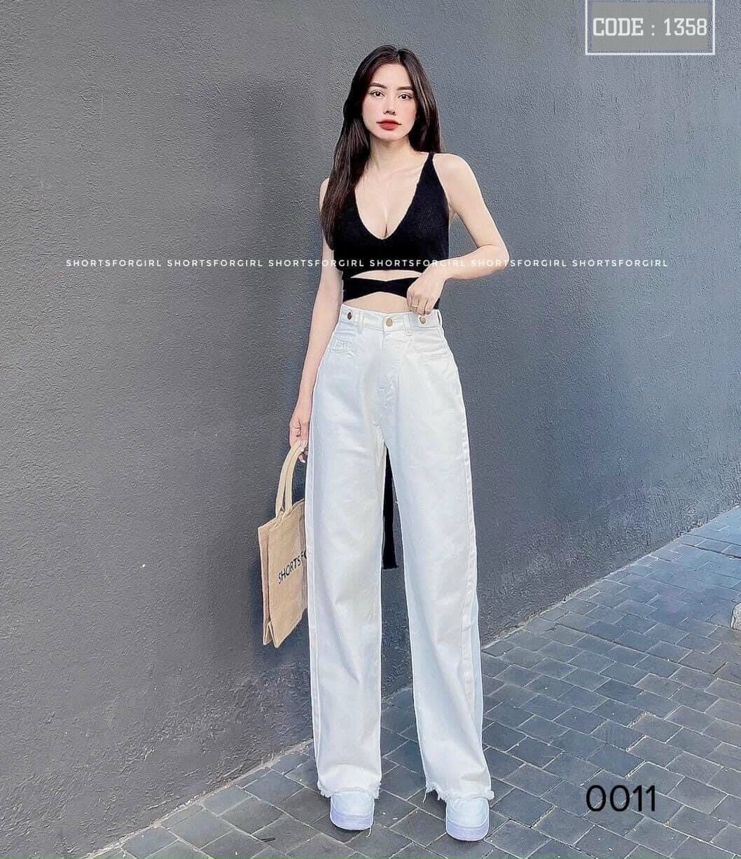Quần jean suông lưng cao from chuẩn hàng cao cấp