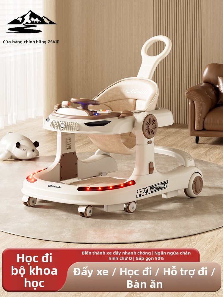 Foldable Multi-functional Infant Walker Stroller with Lights