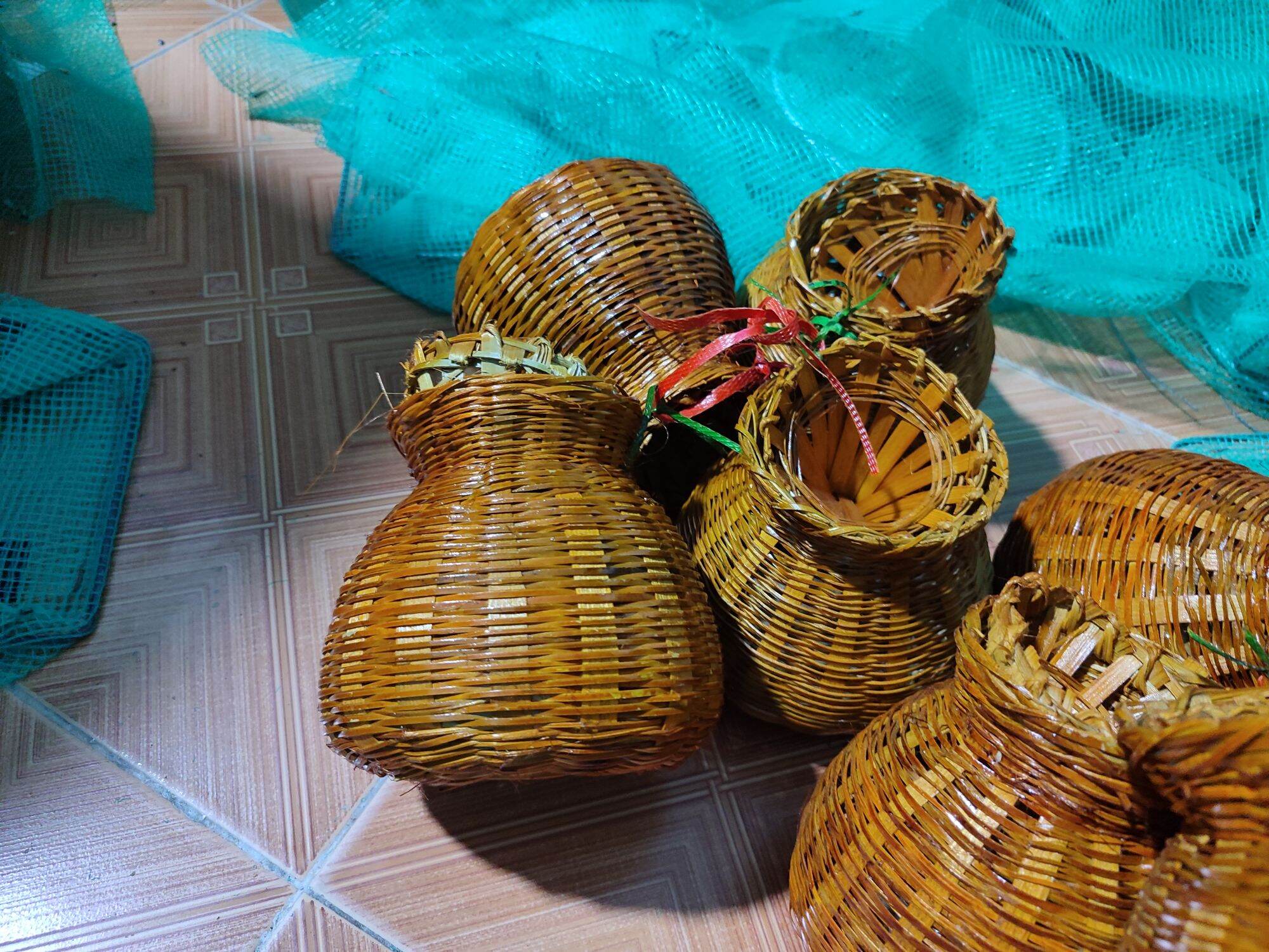 Giỏ cá trang trí,giỏ cá mây tre đan decor