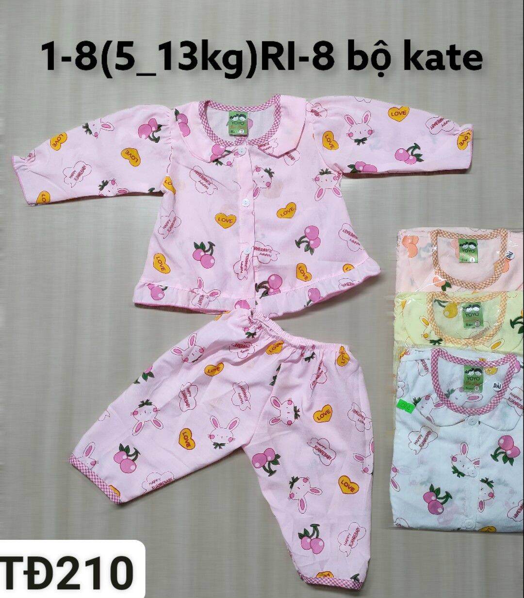 Combo 3 bộ tay dsif quần dài kate cho bé gái 5_10kg
