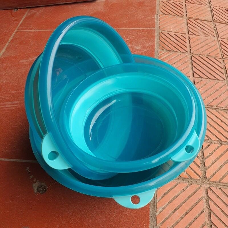 Bát trộn mồi silicon gấp gọn câu cá màu xanh ngọc siêu bền