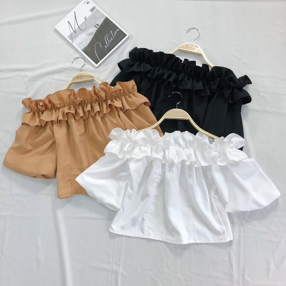 ÁO KIỂU CROPTOP NHÚNG TAY PHỒNG