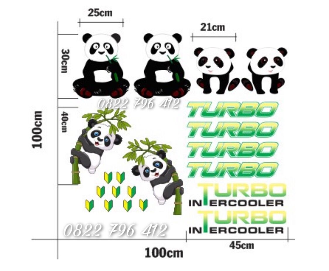 Tem gấu trúc dán trang trí xe tải xe ô tô