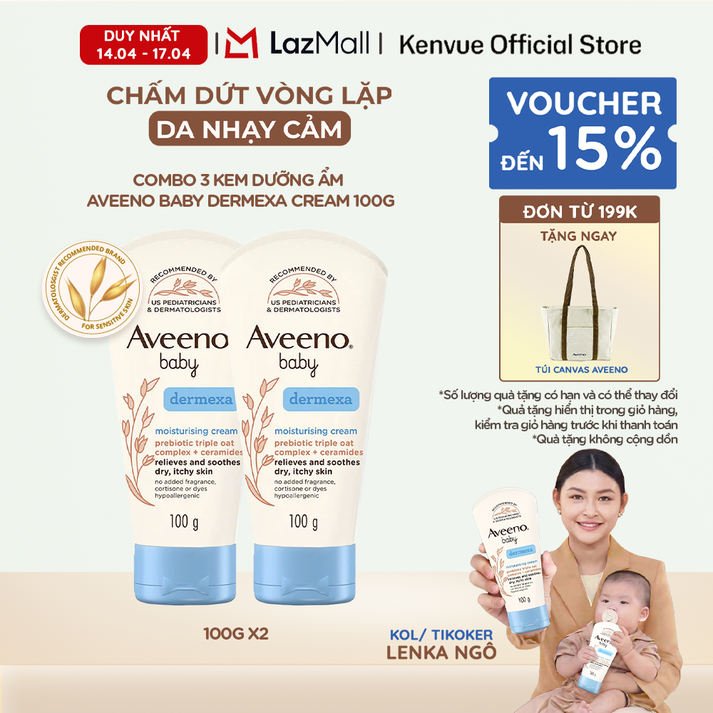 Combo 2 Kem dưỡng ẩm Aveeno Baby Dermexa Cream 100g
