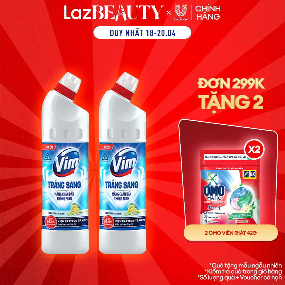 Combo 2 Gel Tẩy Bồn Cầu Vim Trắng Sáng Hương Chanh Sả Dịu Mát 870ml