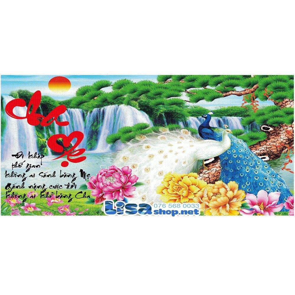Tranh đính đá Cha Mẹ kích thước 75*50cm