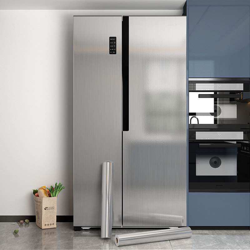 Decal vân nhôm xước dán tủ lạnh