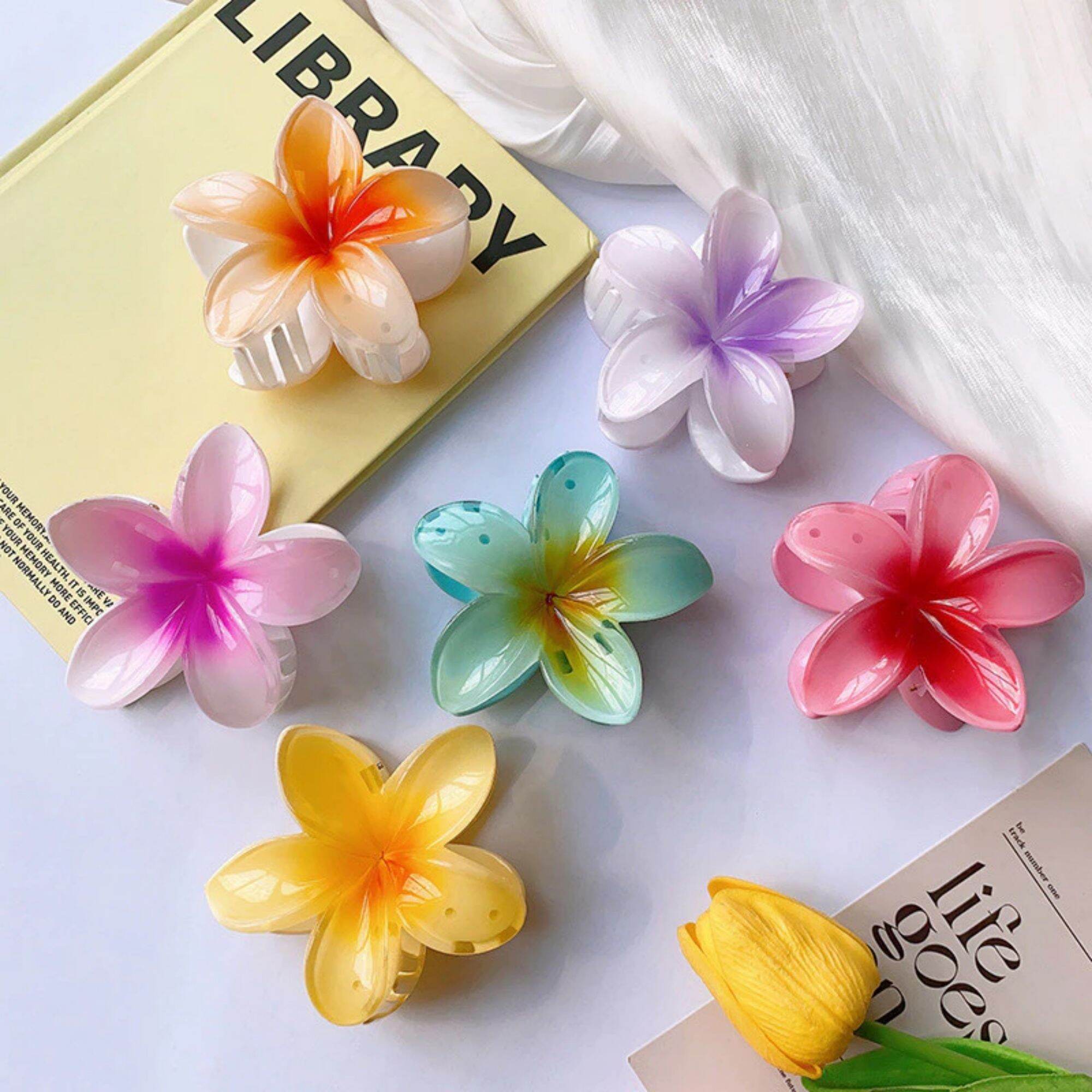 Set 5 kẹp hoa sứ size 8cm nhiều màu + 5 kẹp càng cua 3 răng