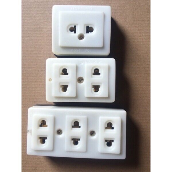Ổ cắm điện 1 2 3 cửa, ổ thái đế đen nhựa chống cháy