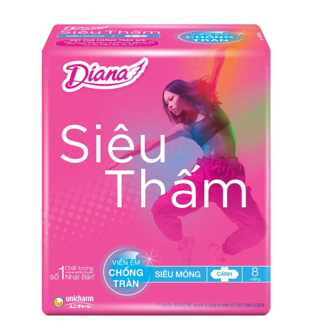 Băng vệ sinh diana siêu mỏng cánh 8 miếng