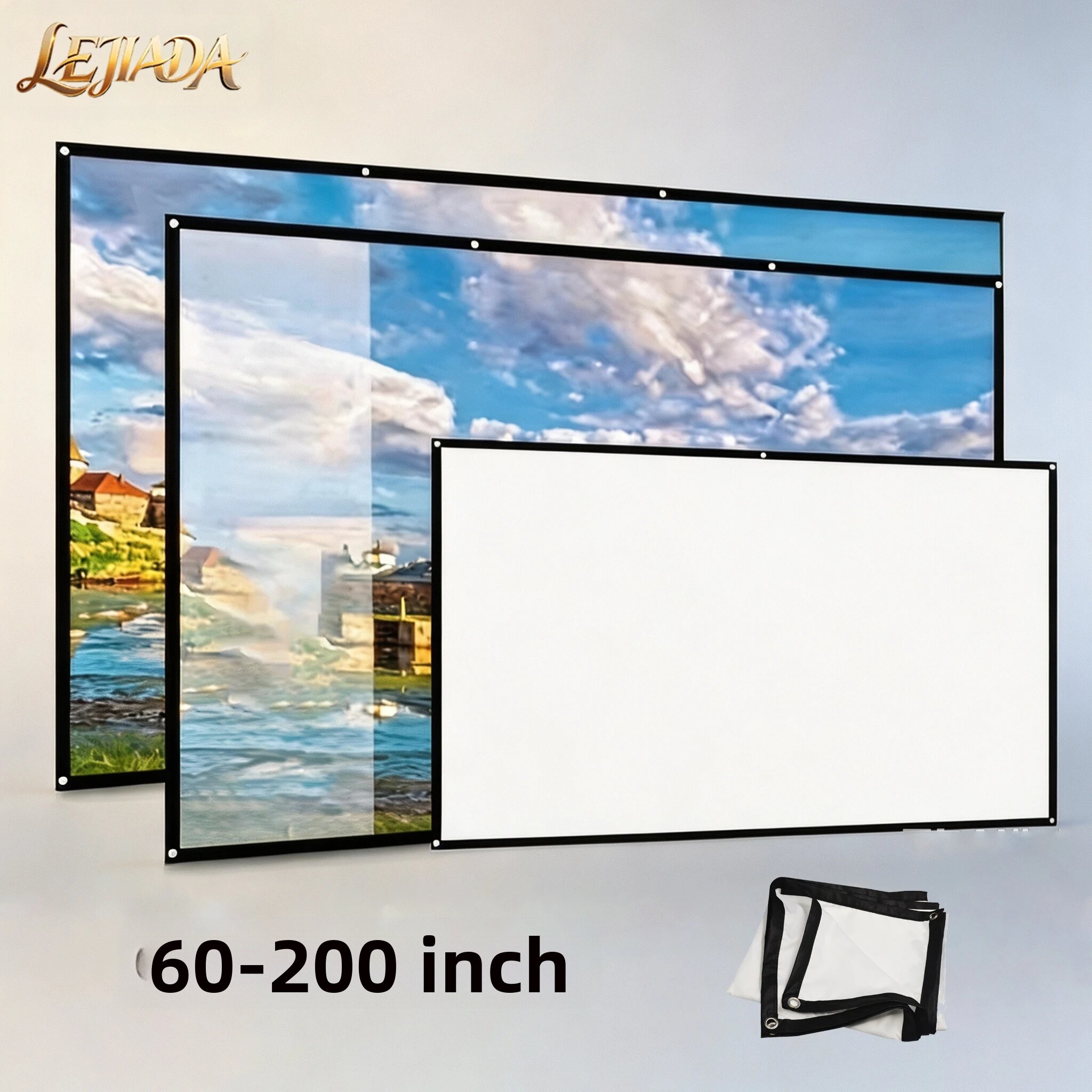 LEJIADA | LEJIADA 4K Màn Hình Máy Chiếu Mềm Có Thể Gập Lại Hai Mặt Tiết Kiệm Không Gian Màu Trắng Mờ Rạp Chiếu Phim Tại Nhà Vải Chiếu Lớn Cho Phòng Ngủ Phòng Khách