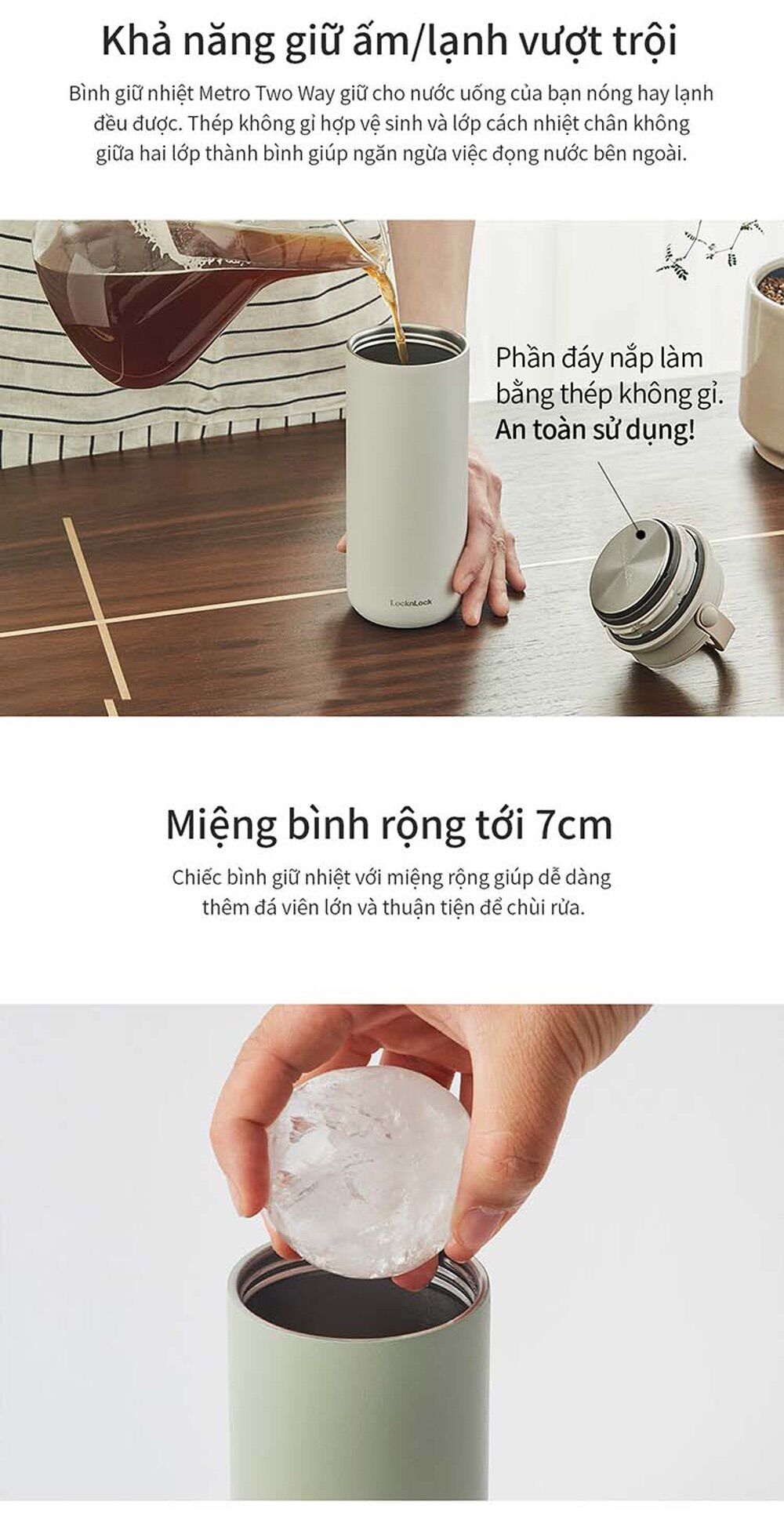 Bình giữ nhiệt Lock&Lock Metro Two Way 475ml - LHC4274 (3 màu)