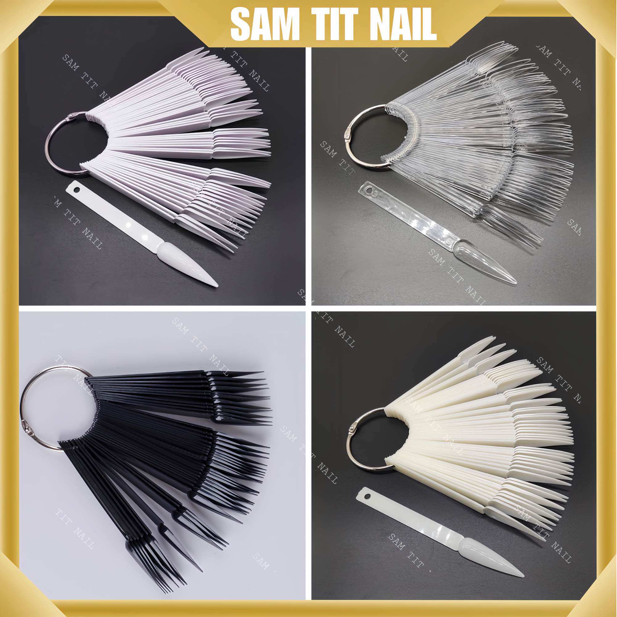 Móng que học nail đủ các form (túi 50móng) - Móng que vuông, nhọn, thang, bầu