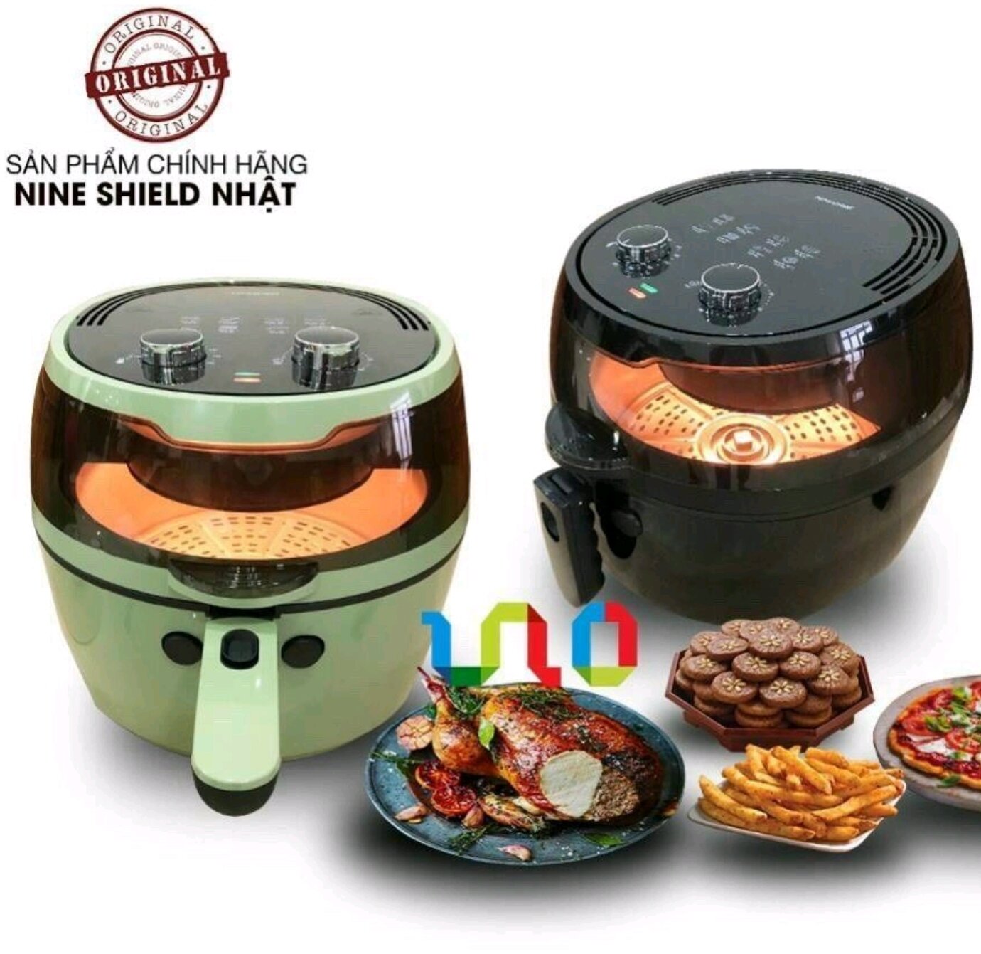 Nồi chiên không dầu 8l nineshield kb_6001m 8 lit bảo hành 12 tháng