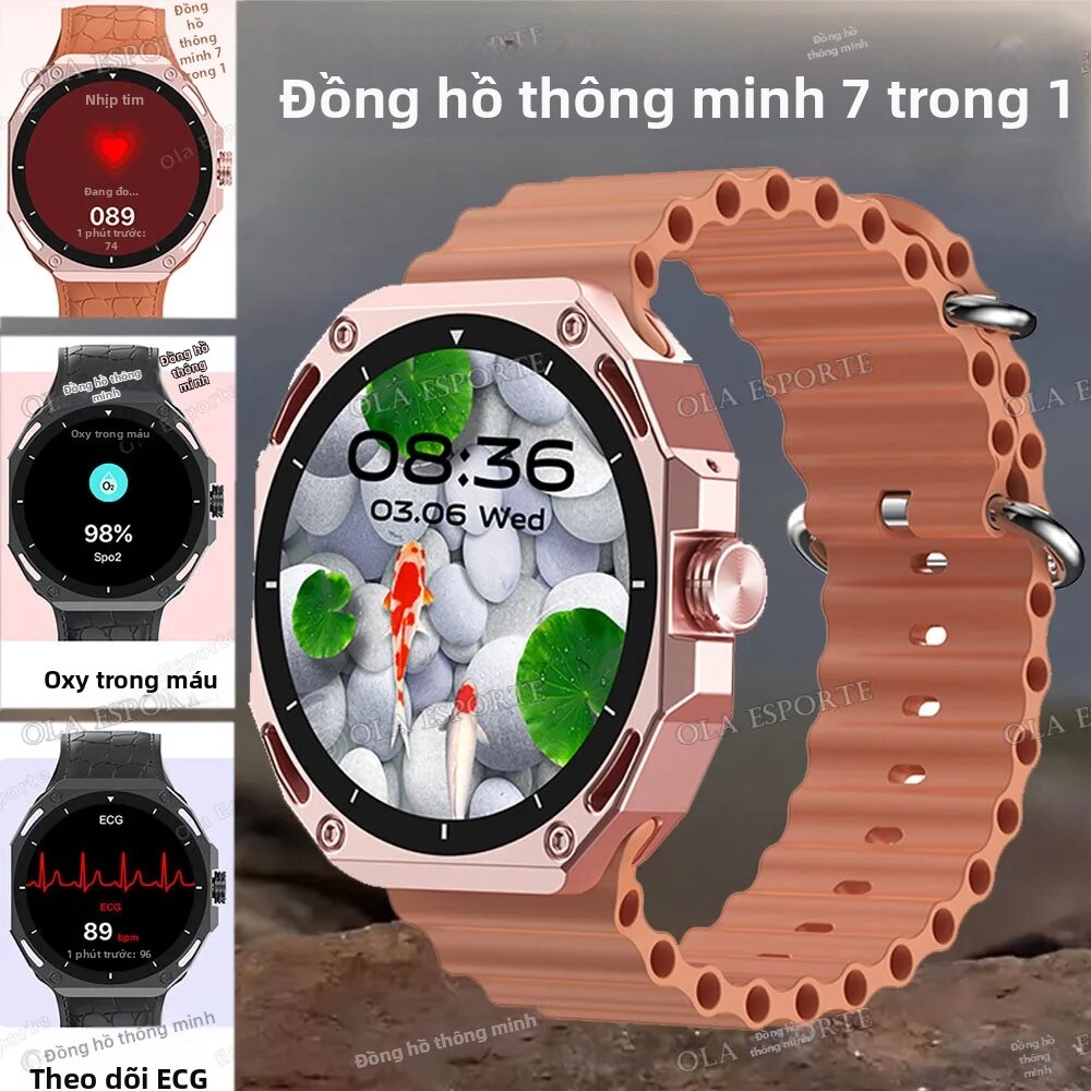 Đồng Hồ Thông Minh Màn Hình AMOLED 1.52 Inch, GPS, NFC, Chống Nước, Gọi Bluetooth, Theo Dõi Sức Khỏe, Theo Dõi Thể Thao Dành Cho Nam Nữ, Quà Tặng Ngày Lễ