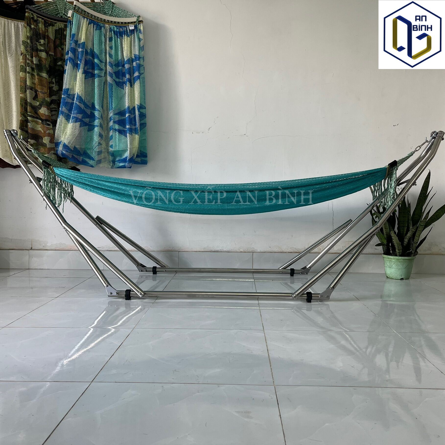 Bộ võng xếp An Bình hàng xuất khẩu chất liệu Inox 100% ống fi32