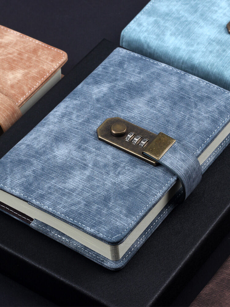 Password Lock Retro Password-Protected Noteboy Female Diary with Lock Simple Artistic Adult Student Ancient Style Male Thickened Journal Book