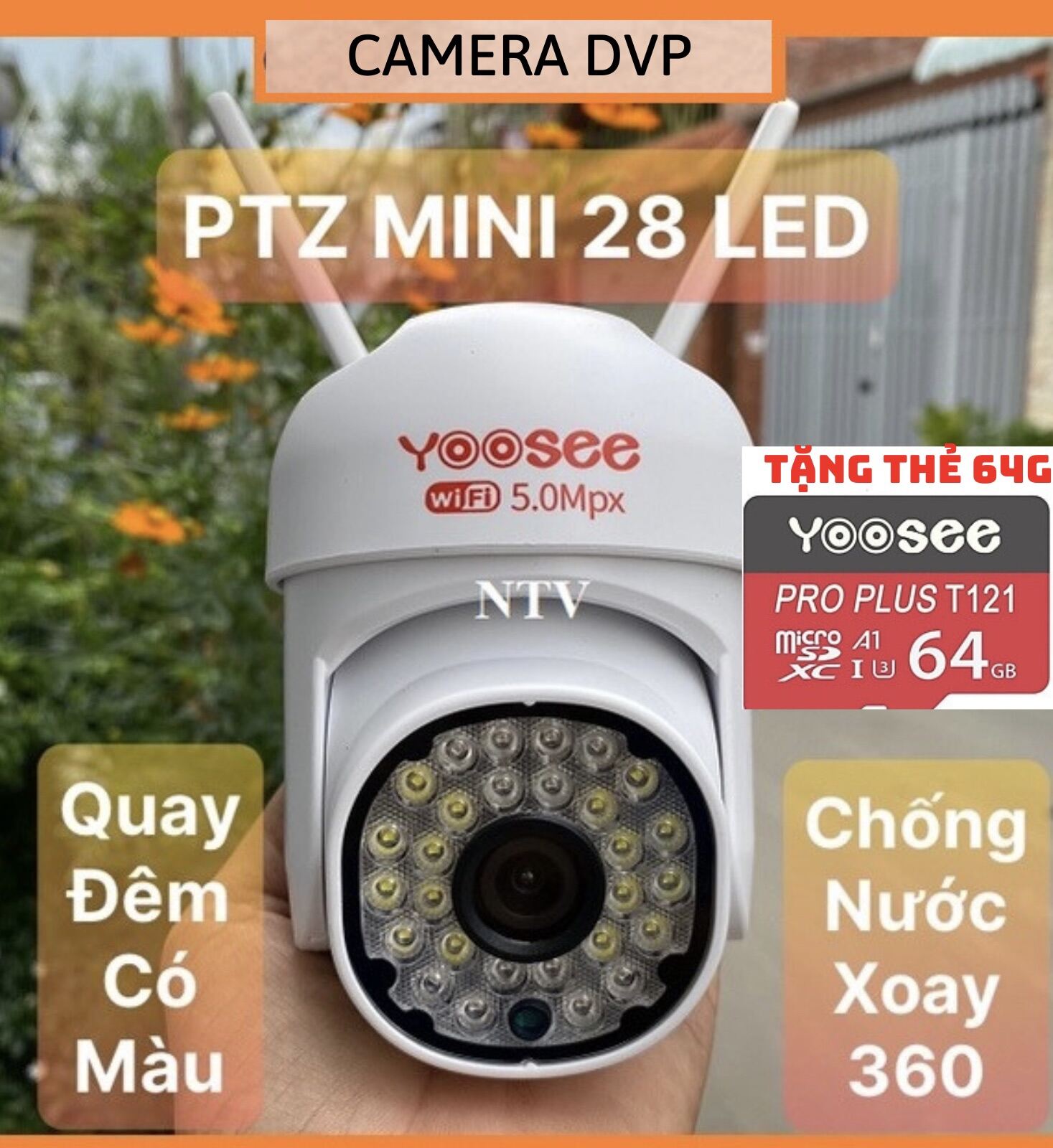 [VOUCHER 12% VÀ FREESHIP] Camera YOOSEE wifi Yoosee Ptz 28led xoay 360 độ 28 Led 5.0Mpx CHỐNG NƯỚC KÈM BẢO HÀNH 1 NĂM