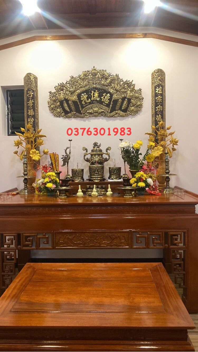 Bộ cuốn thư câu đối bằng đồng nguyên chất hun màu giả cổ