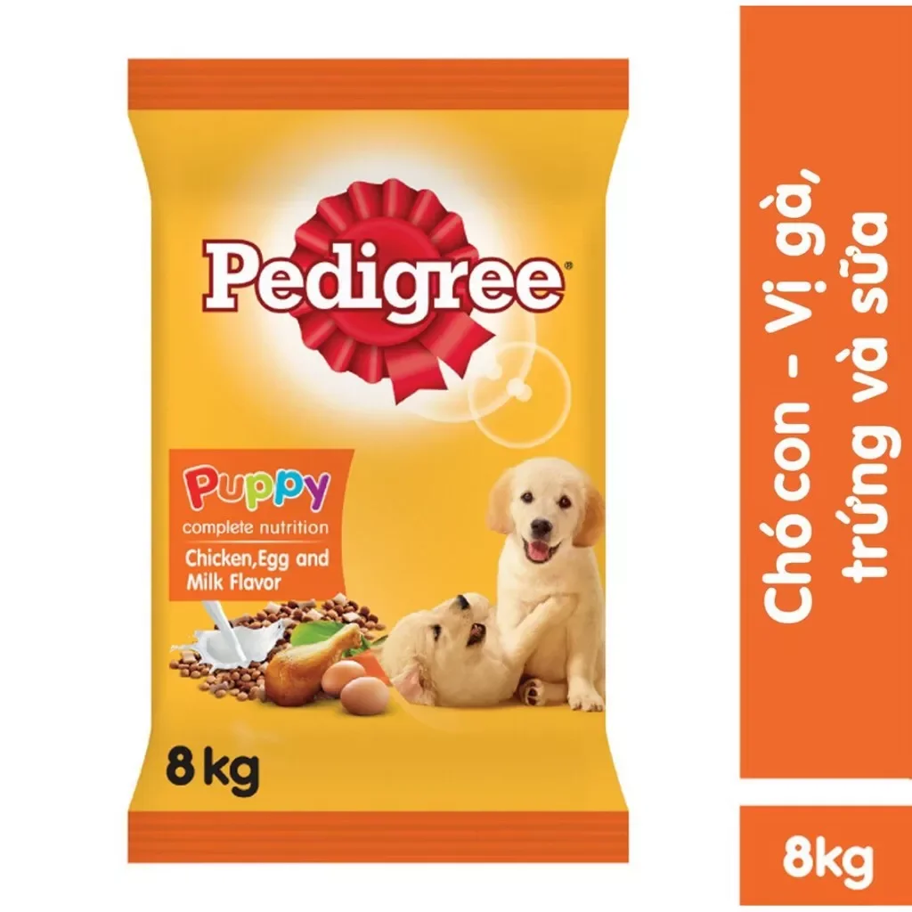 Thức ăn hạt dành cho chó con Pedigree bao xá 8kg vị gà trứng sữa