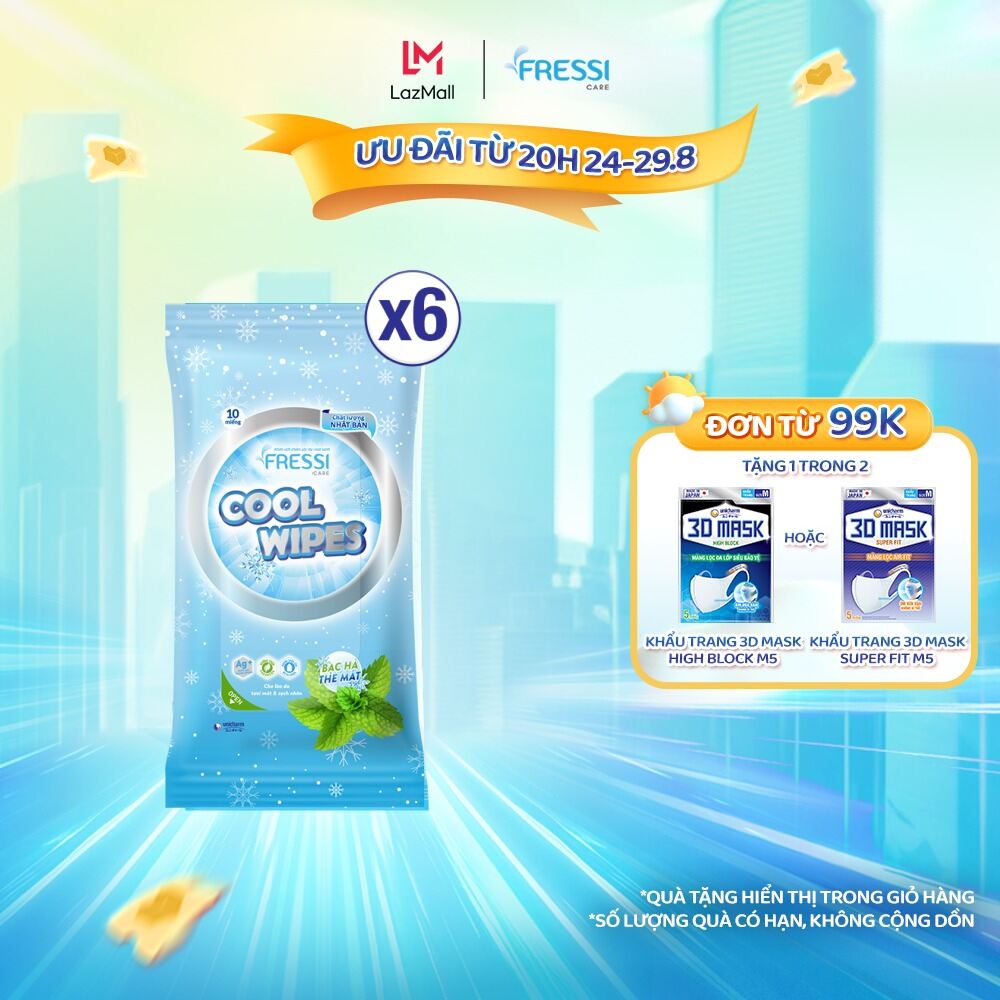 Combo 6 khăn ướt Fressi Care Cool 20 miếng