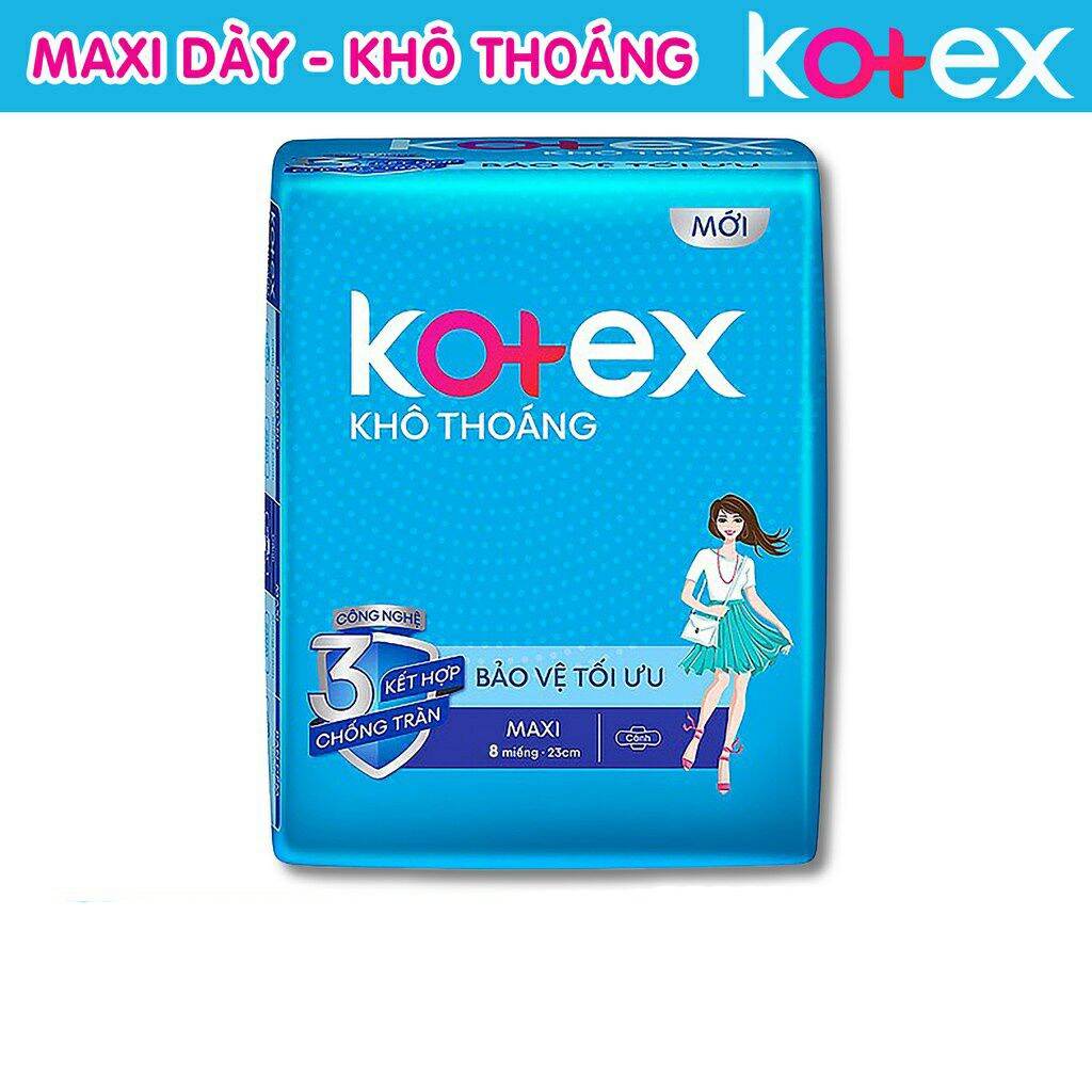 Băng vệ sinh kotex maxi cánh dày - không cánh dày 23cm