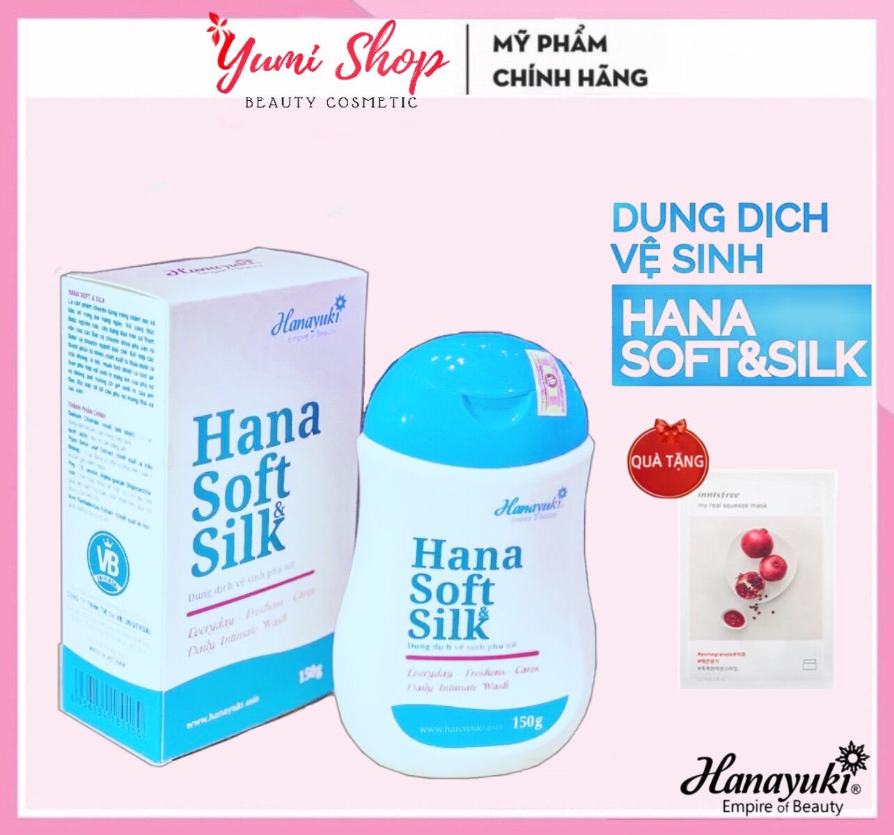 Dung dịch vệ sinh phụ nữ Hana Soft Silk DDVS Hanayuki 150ml ddvs Hana