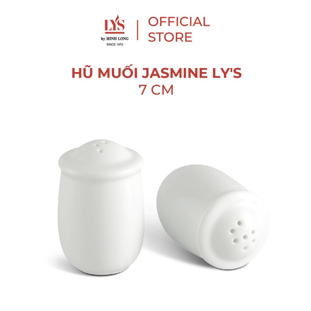 Hũ muối minh long jasmine ly's sứ cao cấp màu trắng ngà