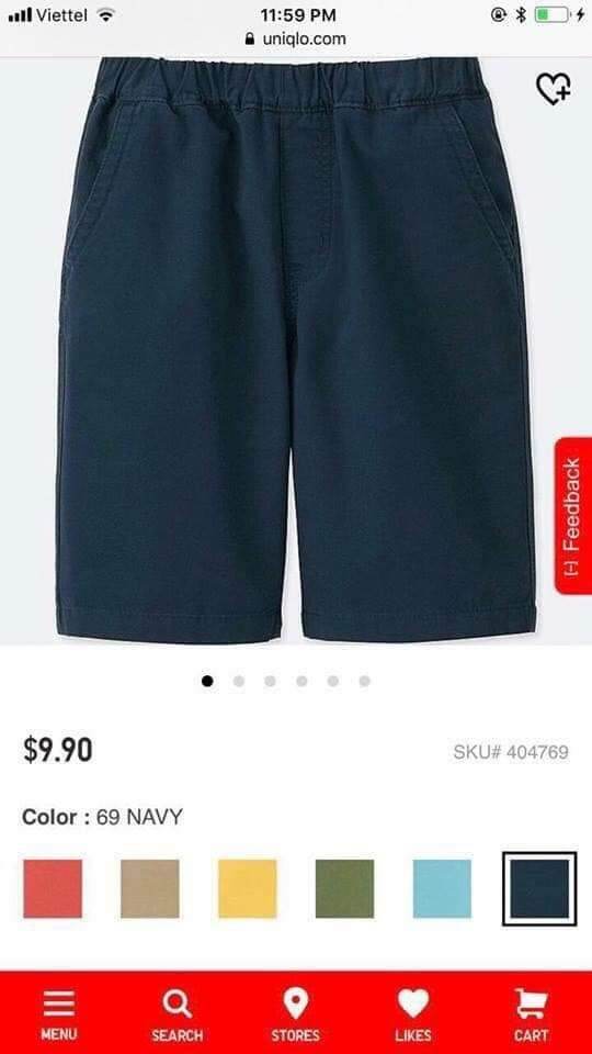 quần short bé trai kaki mềm lưng chun uniqlu