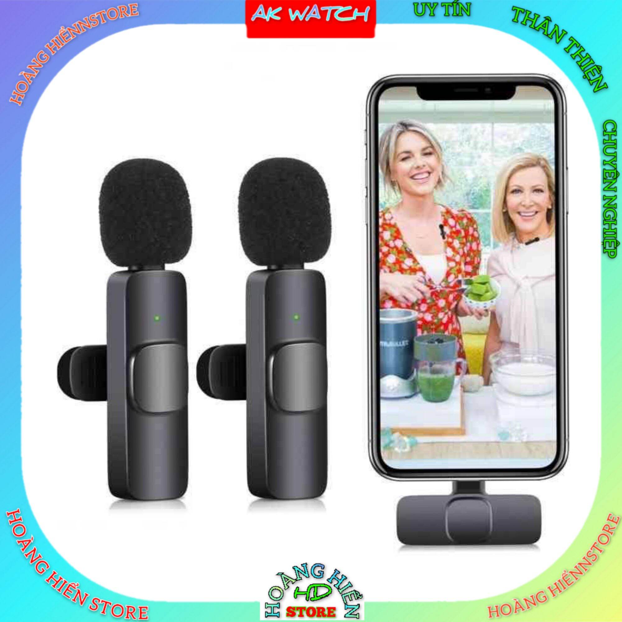 Micro thu âm không dây K9, mic đôi cho điện thoại