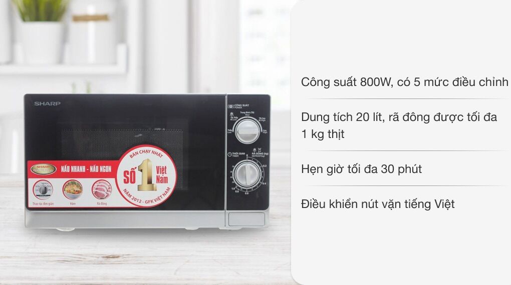 Lò vi sóng sharp r-205vn 20 lít - hàng chính hãng
