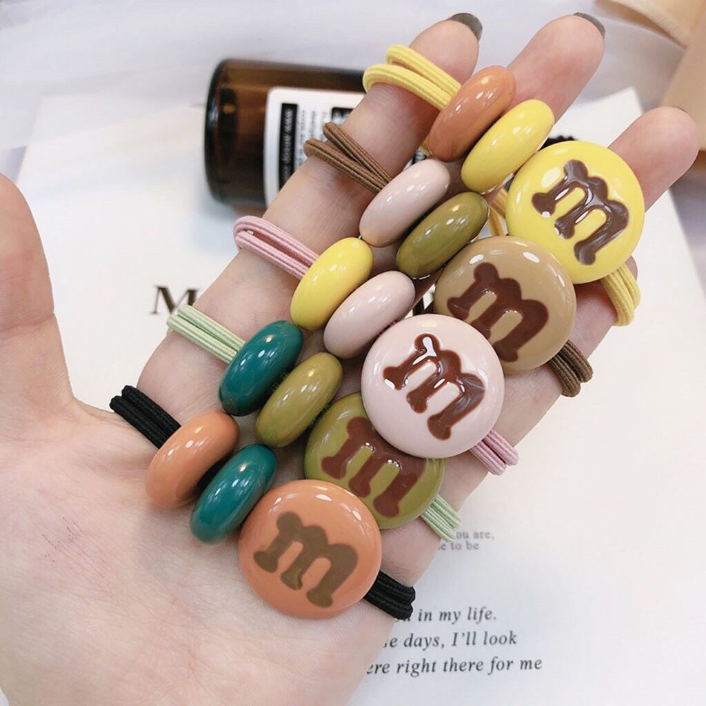 Set 5 dây Chun buộc tóc/Cột tóc kẹo socola M siêu dễ thương- Mun scr