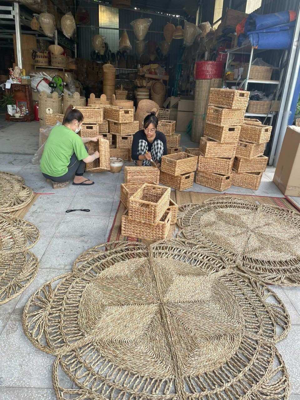 thảm cói hoa thưa các size