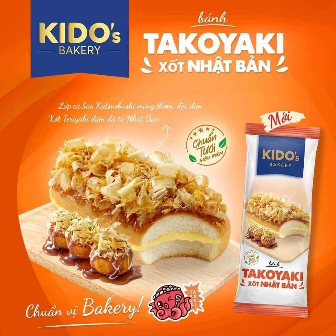 COMBO 5GÓI BÁNH MÌ TƯƠI TAKOYAKI XỐT NHẬT BẢN KIDO (55gr/gói)