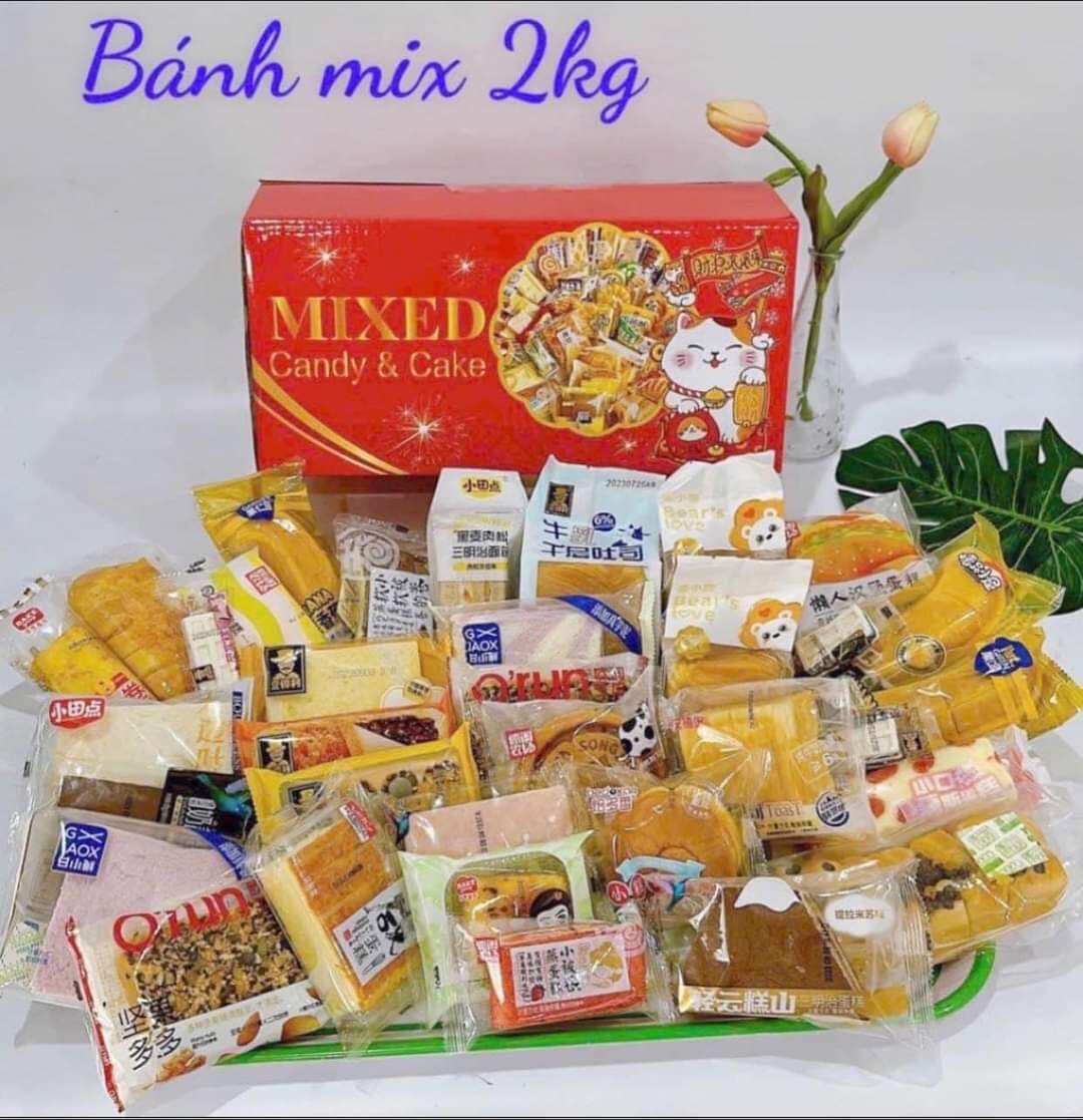 Thùng 2Kg Bánh Mix Đài Loan Các Loại