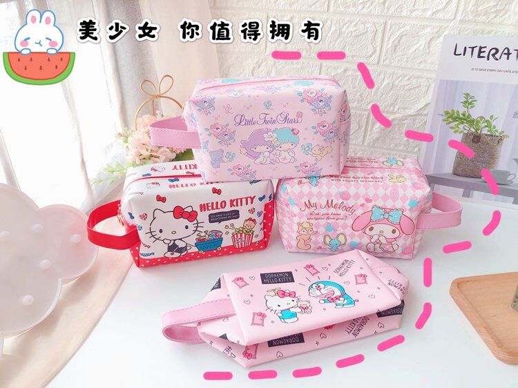 Túi đựng mỹ phẩm, bút viết Hello Kitty Doremon Doraemon