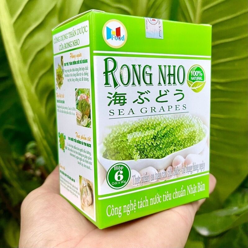 120G [ Hộp 6 gói ] rong nho tách nước | Kèm 2 gói mè rang Kewpie 15ml