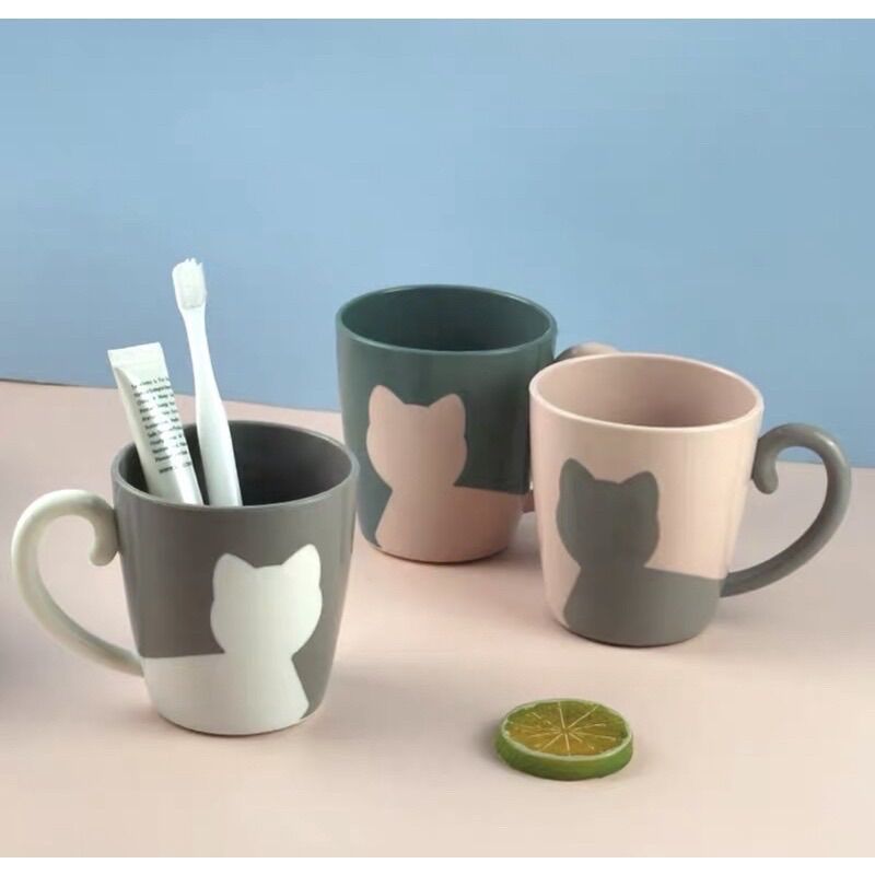 Cốc nhựa phíp,cốc uống nước đánh răng hình mèo ngộ nghĩnh