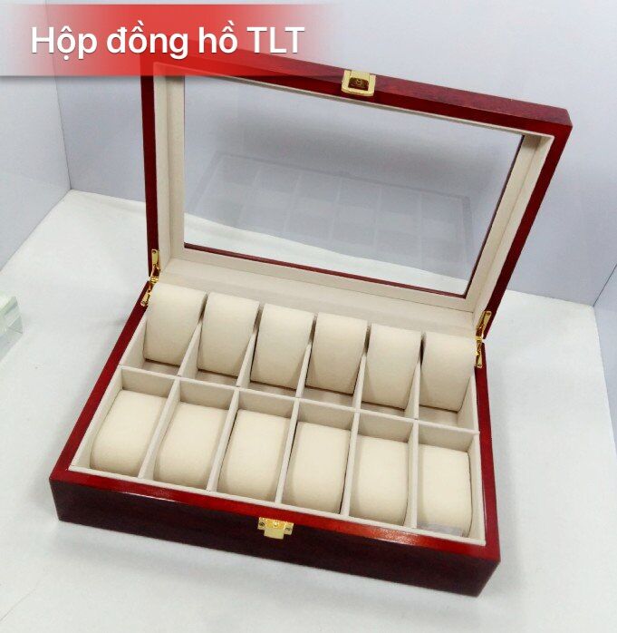 Sale hộp đồng hồ 12 ngăn gỗ cao cấp sẵn 2 màu
