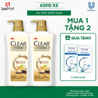 Combo 2 Dầu Gội CLEAR 9 Thảo Dược Cổ Truyền Sạch Gàu Giảm Gãy Rụng 630G x 2